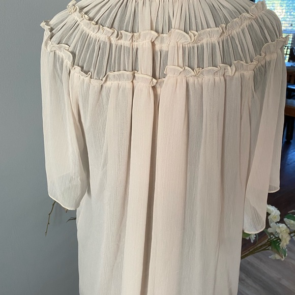 Zara woman XL cream chiffon blouse with ties and ruffles - Picture 5 of 5